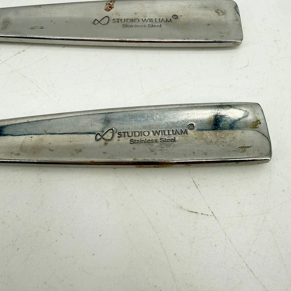 Studio William Spoon 4pc Silver Stainless Steel Modern Square Handle Flatware